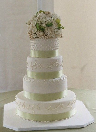 White and sage Wedding Cake 3