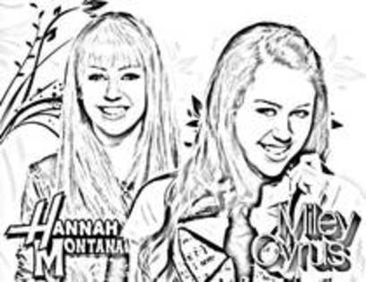 hannah & miley - hannah montana de colorat