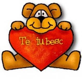 un ursulet cu o inimioare in brate pe care scrie te iubesc