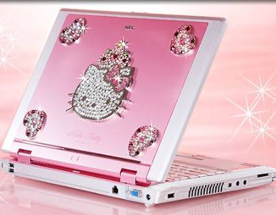 hello kitty; vreau si eu laptop asa !cu hello kitty si roooz!
