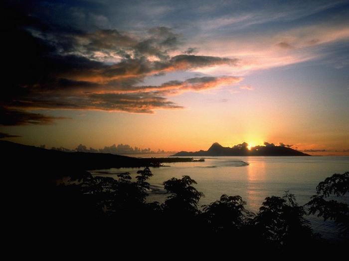 Sun Setting behind Island