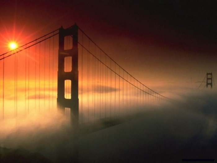 Sunset over the Golden Gate Bridge