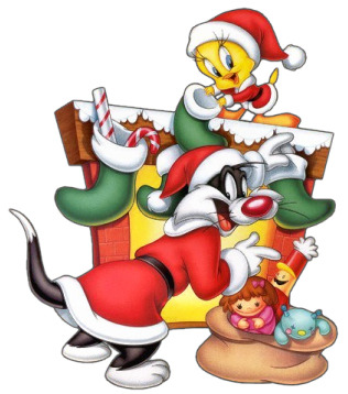 christmas-sylvester-tweety-chimney - Tweety