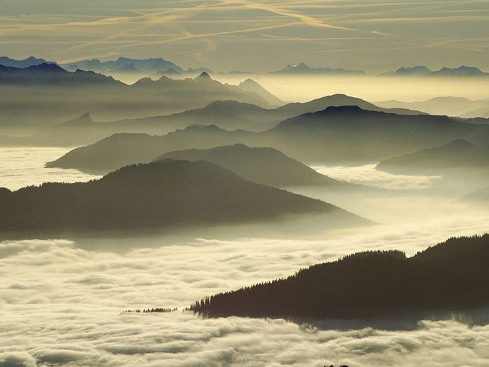 Foggy Valleys, Glaubenberg Area, Mount Pilatus, Canton of Lucerne, Switzerland