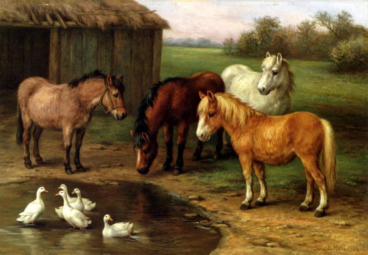 Hunt_Edgar_Ponies_By_A_Pond