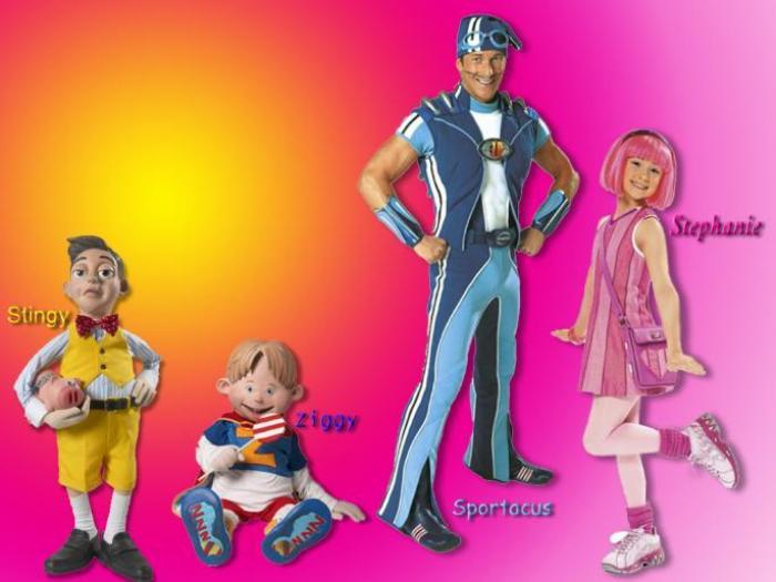 sportacus and stepanie and stingy and zigy - lazy town