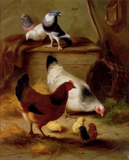 Hunt_Edgar_Pigeons_And_Chickens - ANIMALE