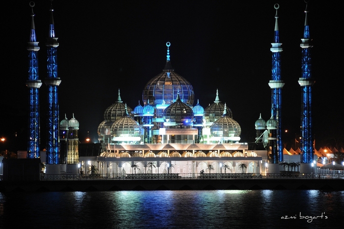 Cyristal Mosque in Kuala Terengganu - Malaysia (night) - Islamic Architecture Around the World