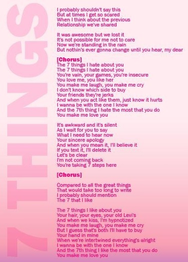 MileyCyrus7ThingsSongLyrics3 - versurile melodiei 7 things de miley cyrus