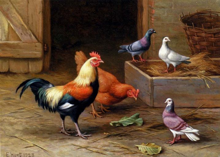 Hunt_Edgar_Chickens_Pigeons_And_A_Dove