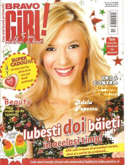 Adela Popescu pe prima pagina in revista Bravo Girl