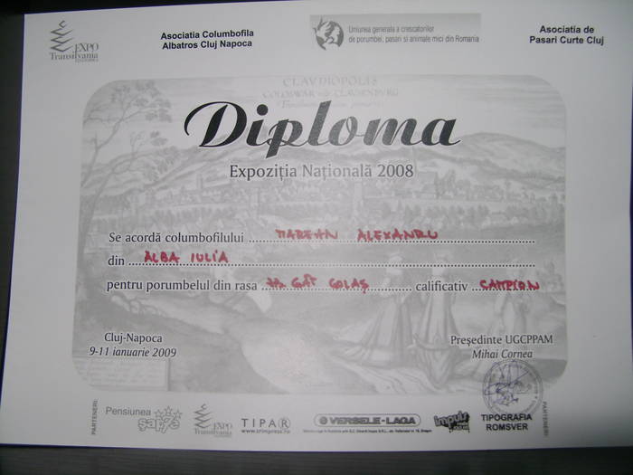 expo nationala cluj 2008-2009 - Diplome si Medalii