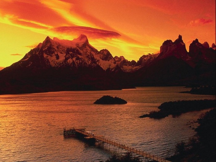 Pontoon on a Mountain Lake