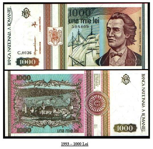 1993 - 1000 lei (b) - banii