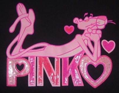 PinkPantherBlackGirlsTee2 - pantera roz