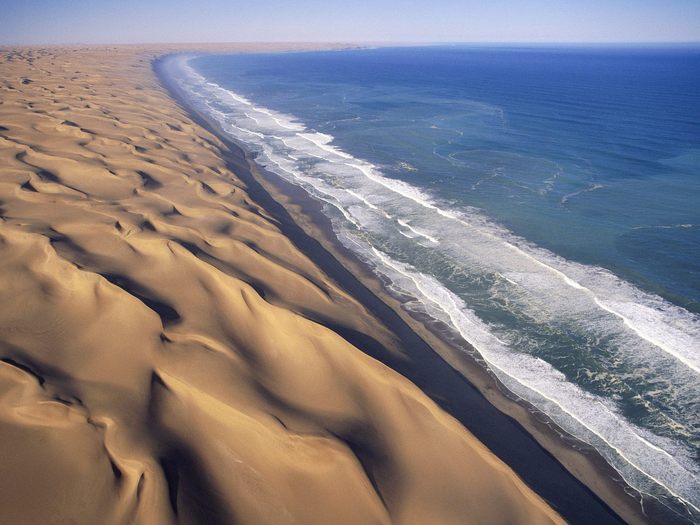 Breaking Waves and Desert Dunes, Namib Desert, Africa - Wallpapers Premium