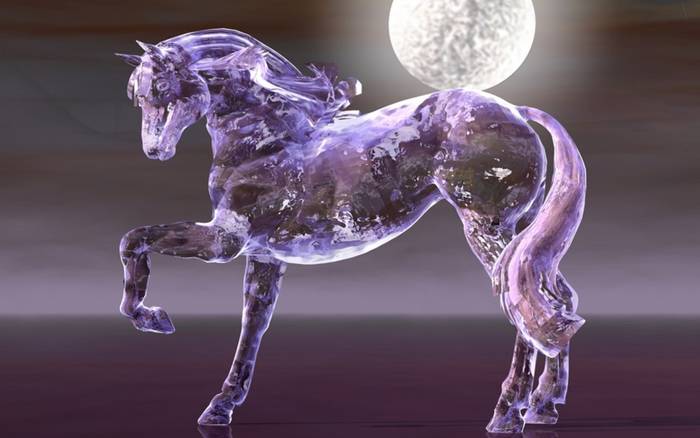 Glass_horse_figure_with_moon_against_night_sky - Glass Wallpapers