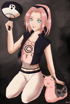 sakura in negru si roz - sakura haruno