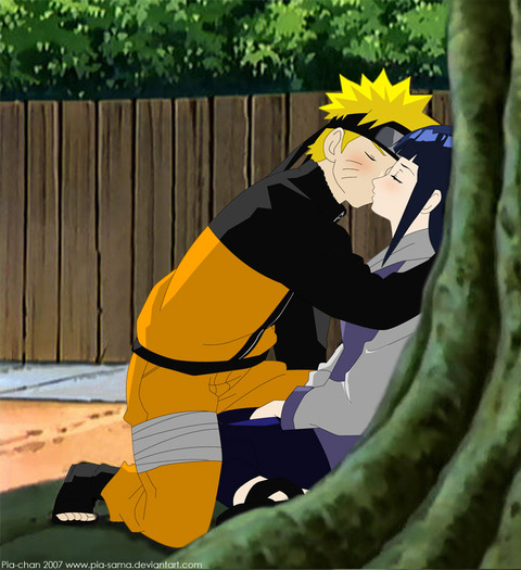 naruto si hinata langa copac ))