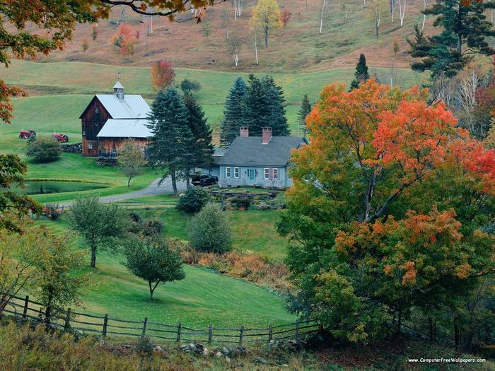 Sleepy Hollow Farm in Autumn, Woodstock, Vermont - Very Beautiful Nature Scenes