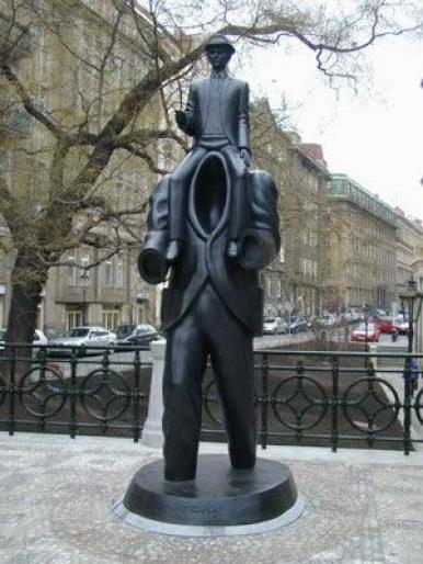 image027; Bronze statue of writer Franz Kafka ( Prague )
