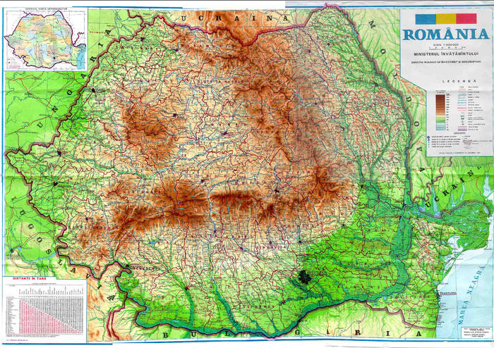 romania-harta-fizica-forme-de-relief-judete-carpati-moldova-ucraina-sebia-bulgaria-ungaria-campii-de - harti