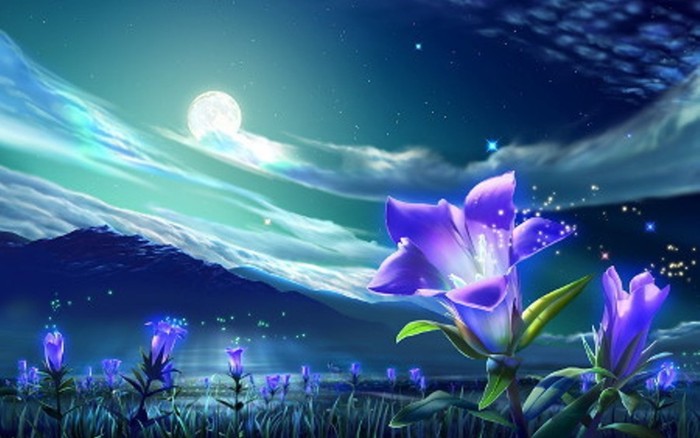 art-flower_moon_blue - 171 - Nature Wallpapers