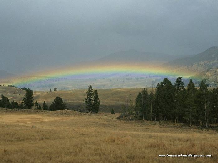 Wallpapers - Nature 9 - Lamar_Valley_Sunset_Rainbow,_Yellowstone_National_Park,_Montana - Very Beautiful Nature Scenes