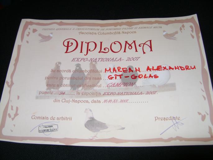 expo nationala cluj 2007 - Diplome si Medalii