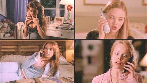 Mean_Girls_split_screen_telephone_calls - Mean girl un film foarte frumos