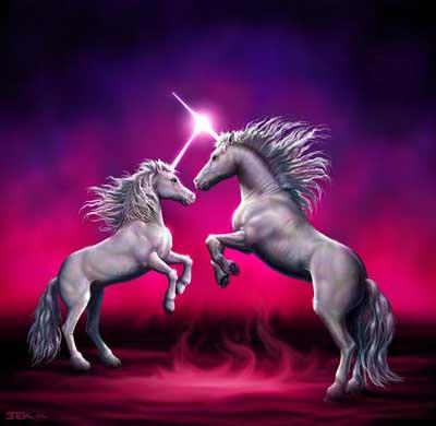 Two unicorns dancing