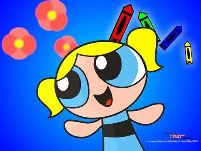 bublles cu creioanele colorate - powerpuff girls