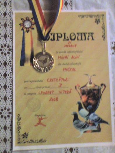 Loc 7 LAUREAT VITEZA club Muscel ( Loc 157 UCPR) 2008 - Diplome si medalii
