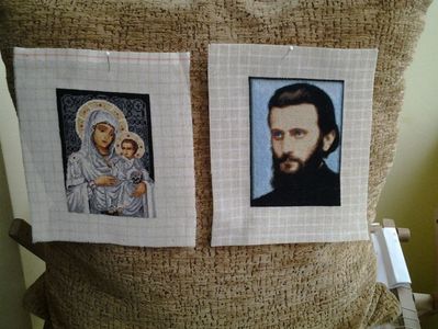 madona din argint si sf.arsenie boca; 9/12cm
