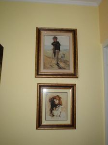 ciobanasu si portret de taranca; prelucrari dupa n grigorescu ,60 si 70 culori
