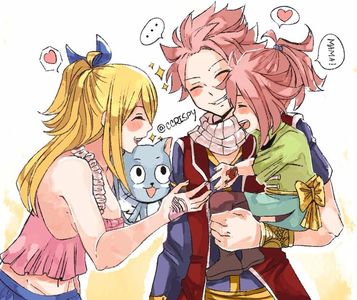 Natsu, Lucy, Happy & Heria