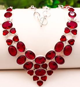 Rubelite Gemstone 925 Silver Bohemain Necklace