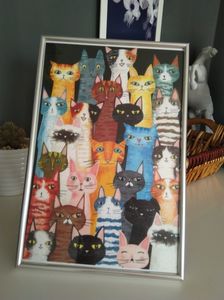 tablou pisici; Imaginea este de pe Pinterest. Am printat-o si a iesit un tablou foarte dragut.
