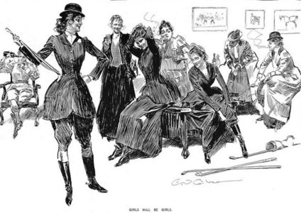 Gibson Girl Illustration by Charles Dana Gibson. Girls will be girls