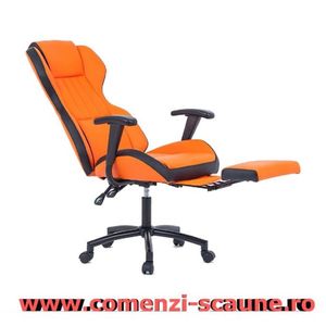 5-scaun-birou-suport-picioare-portocaliu-negru-77; Scaune de birou confortabile cu suport pentru picioare in diferite culori si transport gratuit.
