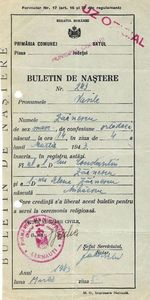 1943.03.04 CERNAUTI, VASILE ZAINESCU, BUL.DE NASTERE 243