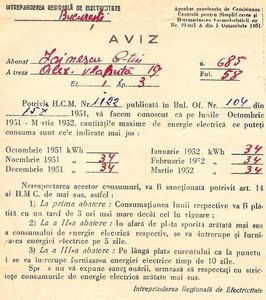 1951.10.15 BUC., C.ZAINESCU, AVERTISMENT ELECTRICITATE