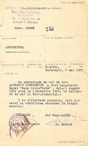 1955.05.07 BUC., C.ZAINESCU SEF.SERV.COMERCIAL, BAZA GAZE LICHEFIATE 1 AUG.1952-1 NOV.1953