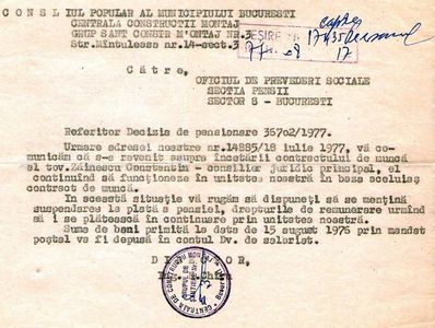 1977.08.17 BUC., C.ZAINESCU, REANGAJARE