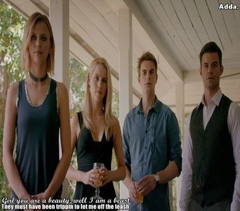 》#Râde și ia o gură din pahar. "Ar fi fost bine, dar nu.. Elena are un copil cu un vrăjitor, +; nu mai știu care din ei, că sunt gemeni..&quot; #Se oprește din râs. &quot;Până la urmă a lăsat frații Salvatore, acum e mamă, are un copil plângăcios..&quot; #Se oprește și n-o mai bârfește pe
