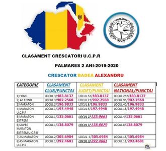 clasament palmares 2 ani 2019-2020 Badea