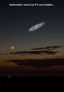 Dimensiunile constelatiei Andromeda daca ar fi mai luminoasa; foto preluata de pe net
