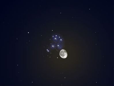 Luna in Taur si constelatia Pleiade; 26 mart. 2023
foto preluata de pe net
