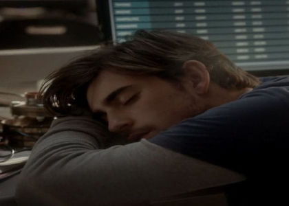 How I end up falling asleep at work.; Unknown season, it happens often.
