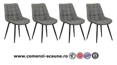 scaun-bucatarie-piele-eco-BUC-206P-gri-800-450-6; Scaune de bucătărie din piele ecologică și cadru metalic negru BUC 206P Gri
